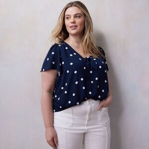 LC Lauren Conrad Woven V Neck Tee With Tie